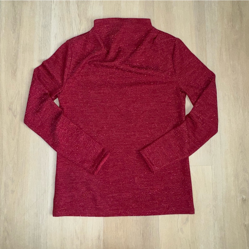 Ann Taylor Dark Red Long Sleeve Sweater/Blouse. Mock Neck. Size S.